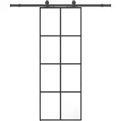 vidaXL Schuifdeur met beslag, zwart, 76x205 cm, veiligheidsglas