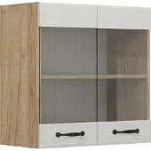 Vicco R-Line Glazen keukenkast – 60 cm Wit Landhuis