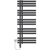 LuxeBath elektrische badkamer radiator IronEM 500x1200mm antraciet + verwarmingselement 1200W thermostaat digitaal display handdoekradiator elektrische handdoekwarmer paneelradiator design radiator