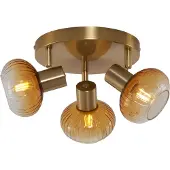 QAZQA Moderne plafondspot goud met amber glas rond 3-lichts - Teddy