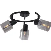 QAZQA Moderne plafondlamp zwart met smoke glas spiraal 3-lichts - Cilin