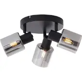QAZQA Moderne plafondlamp zwart met smoke glas rond 3-lichts - Cilin
