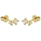 Karma Oorbellen Zirconia Double Squared | Goud