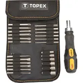 GRUPA TOPEX Atsuktuvo antgaliai ir lizdai su rankena 26 vnt. 39D352 (Phillipps kruissleuf (PH), Gleuf, Torx (TX))
