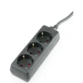 As Schwabe as-Schwabe stekkerdoos met 3 stopcontacten, zwart, 3 meter, 230V, 16A, meerwegstekkerdoos, IP20