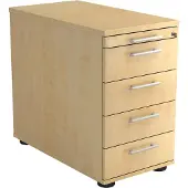 Hjh OFFICE PRO SIGNA SC50 RE - Rolcontainer Esdoorn Hout met 4 lades Rail handvat (kunststof)