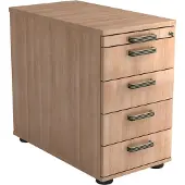 Hjh OFFICE PRO SIGNA SC50 SG - Rolcontainer Hout Walnoot met 4 lades Greeplijst kunststof