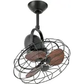 Faro Keiki-ventilator, wand- en plafondmodel, Ø 43 cm, wisselstroom, donkerbruin Keiki, zwart, Woon-/ Eetkamer, metaal, Vintage