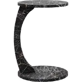 En.casa Bijzettafel Holeby marmerlook zwart 56x38 cm