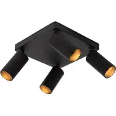 Lucide Plafondspot Clubs Zwart 4xgu10