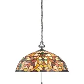 QUOIZEL Tifanny LED Hanglamp Kami | 3X E27 Max 60W | Dimbaar | Vintage Bronze