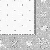 Papstar 50 Servetten ROYAL Collection 1/4 vouw 40 cm x 40 cm zilver X-Mas