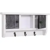 MCW Toetsenbord -A48, sleutelkastje met deurtjes, massief hout MVG-gecertificeerd ~ shabby grijs-wit