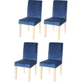 Mendler Set van 4 eetkamerstoelen Keukenstoel Littau, fluweel MVG-gecertificeerd ~ petrolblauw, lichte poten