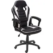 Mendler Bureaustoel -F59, bureaustoel bureaustoel racestoel gamestoel, kunstleer ~ zwart/wit