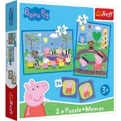 Trefl 93331 Puzzel 2-in-1 + Memory Peppa Pig - 34+48 stukjes, 2x12 memorykaarten