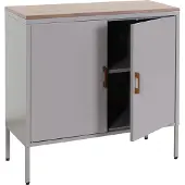 MCW Ladekast -L84, buffetkast dressoir, 2 deuren metaal 90x90x40cm, gemelamineerd ~ grijs