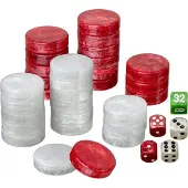 Philos Backgammon speelstukken set Large 34 mm rood/wit