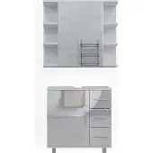 Vicco Badkamermeubel set Ilias Wit Hoogglans 2-delig, Model 40219