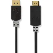 Nedis Displayport kabel DisplayPort-stekker | HDMI-stekker | 4K@30Hz | Verguld | 1,00 m | Rond | PVC | Antraciet | Doosje