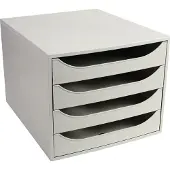 Exacompta ECOBOX ladebox 4 laden grijs, A4/A4+, open front, stil, veiligheidsstop