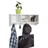 SoBuy FRG48-W Wandgarderobe - Witte Wandkapstok met Plank & 4 Haken