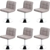 MCW Set van 6 eetkamerstoelen Bureaustoel Stoel Kavala kunstleer chroom ~ taupe-grijs