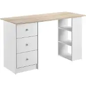 En.casa Bureau Lemberg met 3 lades 120x49x72 cm wit en eiken