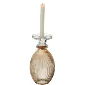 J-Line Kandelaar/vaas malik rond glas taupe/transparant