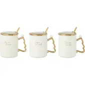 Jline Mok xmas keramiek wit/goud assortiment van 3