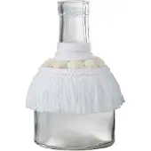 J-Line Vaasje schelpen glas textiel wit medium
