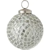 J-Line Kerstbal mozaiek glas wit/zilver