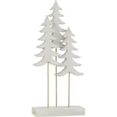 J-Line Kerstbomen op voet 3 stuks hout wit/goud large