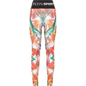 Plein sport Leggings grasgroen / lichtoranje / zwart / wit