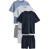 Next Pyjama kort nachtblauw / opaal / donkergrijs / grijs gemêleerd