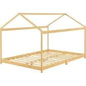 En.casa Kinderbed Vindafjord huisbed bamboe houtkleurig 120x1200 cm