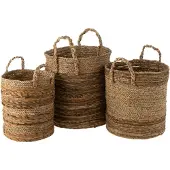 J-Line Set of 3 baskets lucie raffia natural