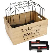 Beeztees Houten Fietsmand Journey met Draadkap 45 x 33 x 45 cm