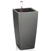 Lechuza MINI-CUBI - Premium tafelpot - Plantenbak - met uitneembare binnenbak - met bewateringssysteem - ALL-IN-ONE set met LECHUZA-PON - antraciet metallic