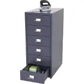 MCW Ladekast, ladekast op wielen, stalen kast, 69x28x41cm 6 laden ~ donkergrijs