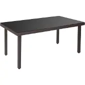 Mendler Poly-rattan tuintafel Cava, eettafel met glazen blad, 160x90x74cm ~ bruin