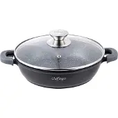 Cheffinger Lage Braadpan met deksel - 24cm - Zwart - Inductie