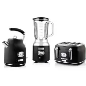 WESTINGHOUSE Retro ontbijtset, broodrooster met 2 sleuven, waterkoker, staafmixer, Waterkoker, Zwart