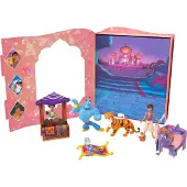 Mattel Disney Princess Toys Jasmine Klassieke verhalenboekset met 6 personages, waaronder Jasmine Aladdin en Genie kleine poppen, ge?spireerd op Disn