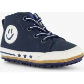 Groot leren babyschoenen blauw met smiley maat 19