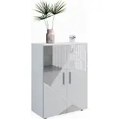 Vicco Irma Halfhoge kast – 60 x 81 cm Wit hoogglans met inzetstukken