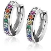 Zinzi zilveren oorringen met regenboog kleurstenen 15x3mm ZIO2172CRZ