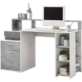 Fd Furniture Bureau Bolton 138 breed in wit met grijs beton