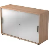 Hjh OFFICE PRO BETA 1752S - Walnoot/Zilver Hoogte van de map | 2 OH Schuifwandkast Greeplijst kunststof