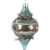 Clayre & Eef Kerstbal Overig Ø 7x13 cm Blauw Glas Kerstballen